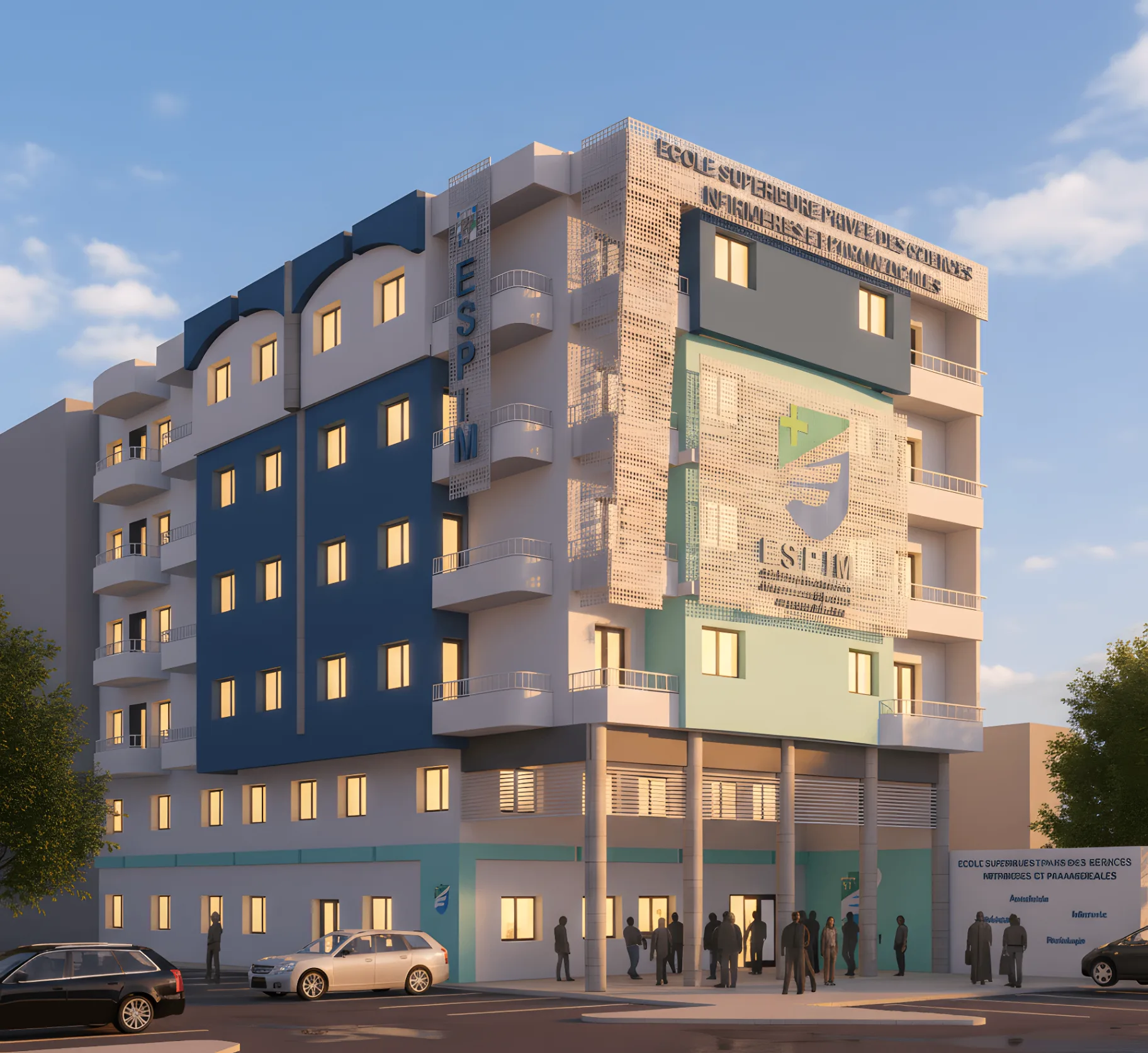 Rendu architectural du futur campus ESPIM à Sfax